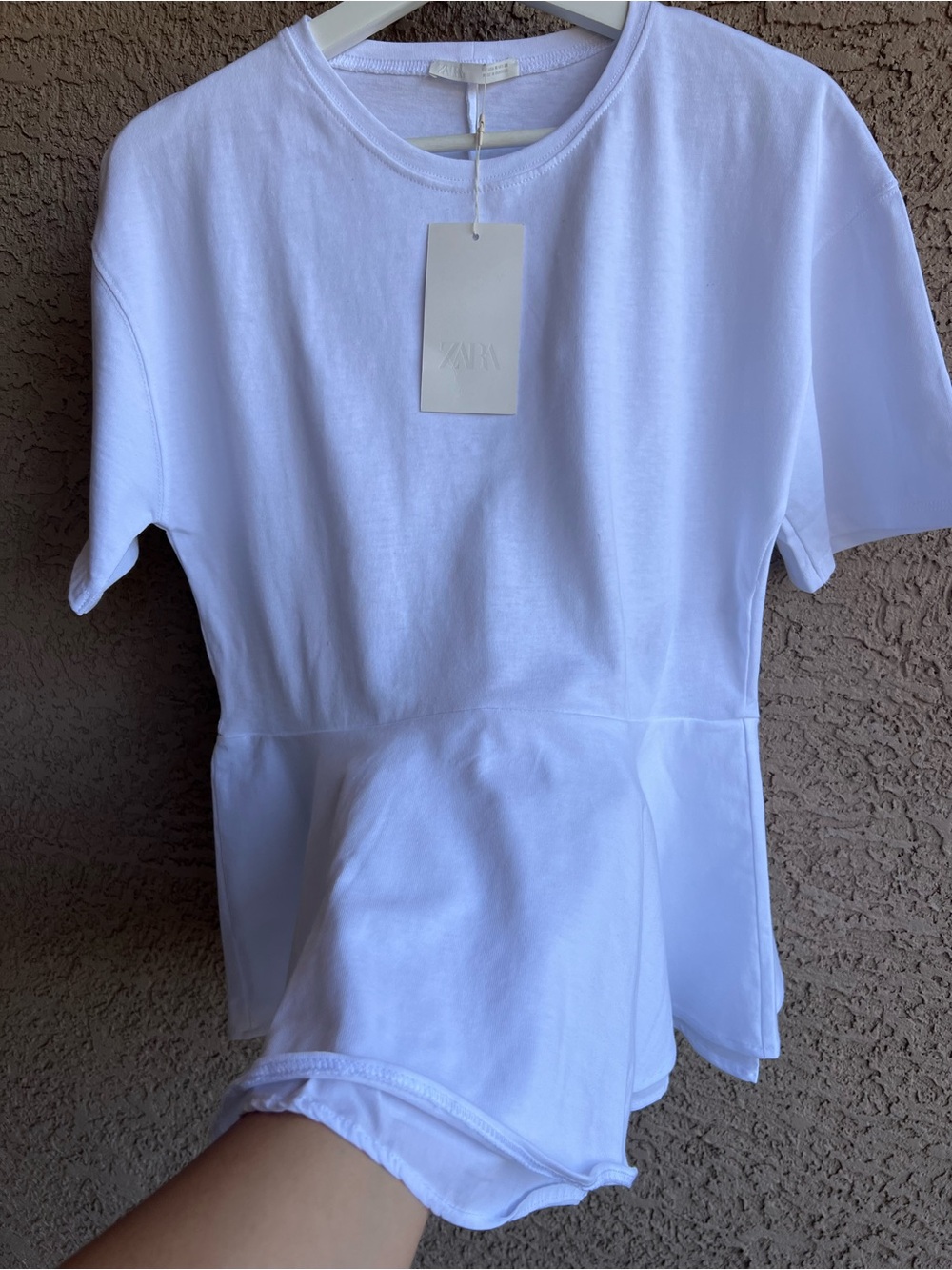 NWT Zara White Peplum Hem T-Shirt -Ref. 0264/445 - Picture 6 of 7